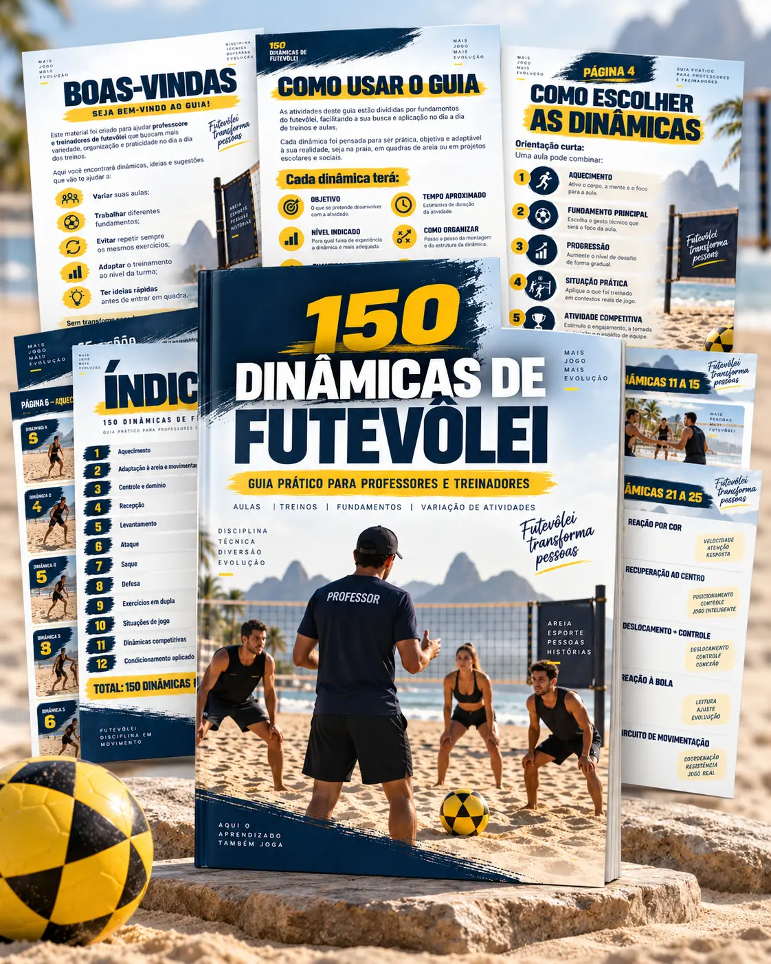 Mockup do guia digital do Plano Básico de futevôlei